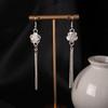 Ethnic Style Retro Dong Chrysanthemum Fringed Earrings Miao Exaggerated Long Earrings Flower Hanfu Accessories