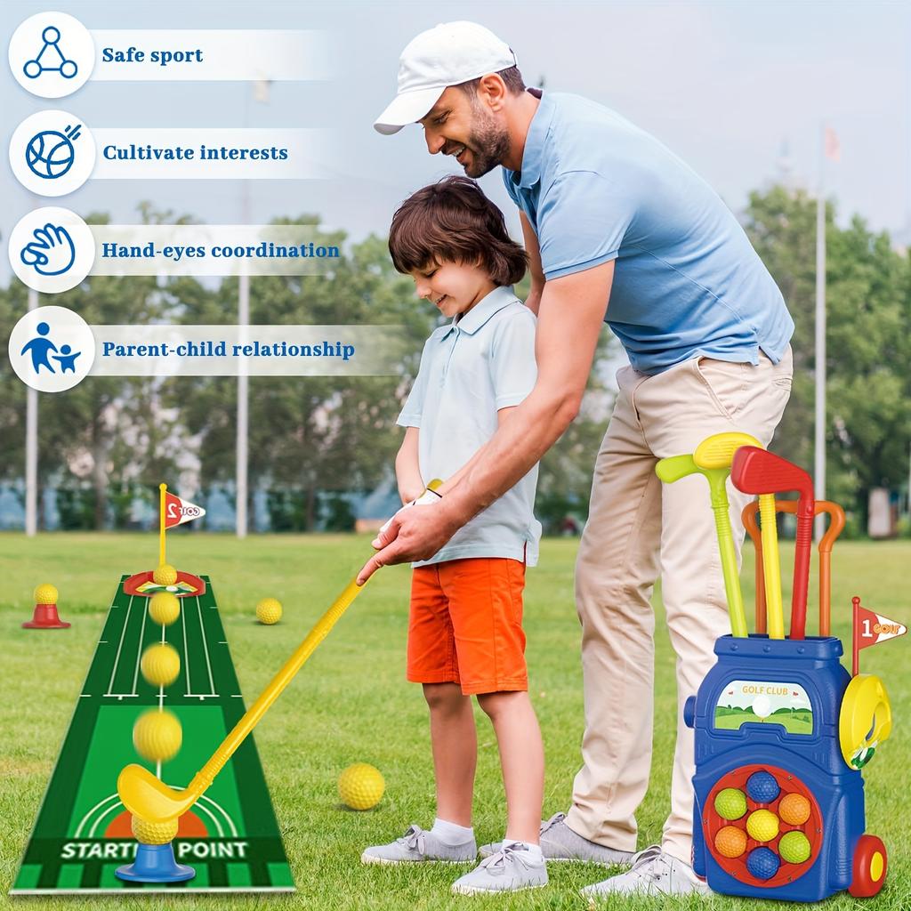 1 Set of Junior Golf Training Equipment - ABS Material Including Putter, Club and Ball - Suitable for Beginners, Outdoor Play, Gift Outdoor Toys