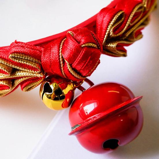 Obojek pro psa Design čínského uzlu Dekorativní Polyesterový Obojek pro domácí mazlíčky Kočky Psy se zvonkem