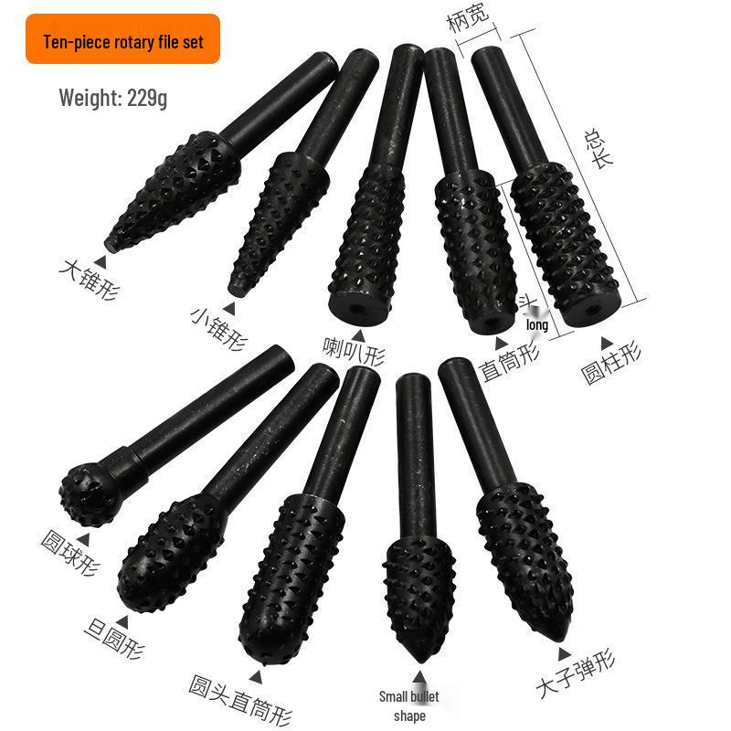 Electric Woodworking Rotary File & Milling Cutter Set - Precision Wood Carving & Grinding Tools