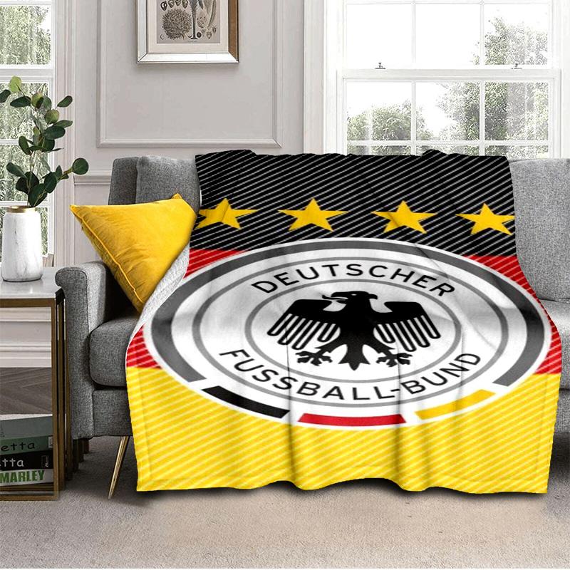 Germany Football Emblem Printed Throws Blanket Soft Flannel Blankets for Couch Bed Gifts for Men Women Picnic blanket Christmas gifts