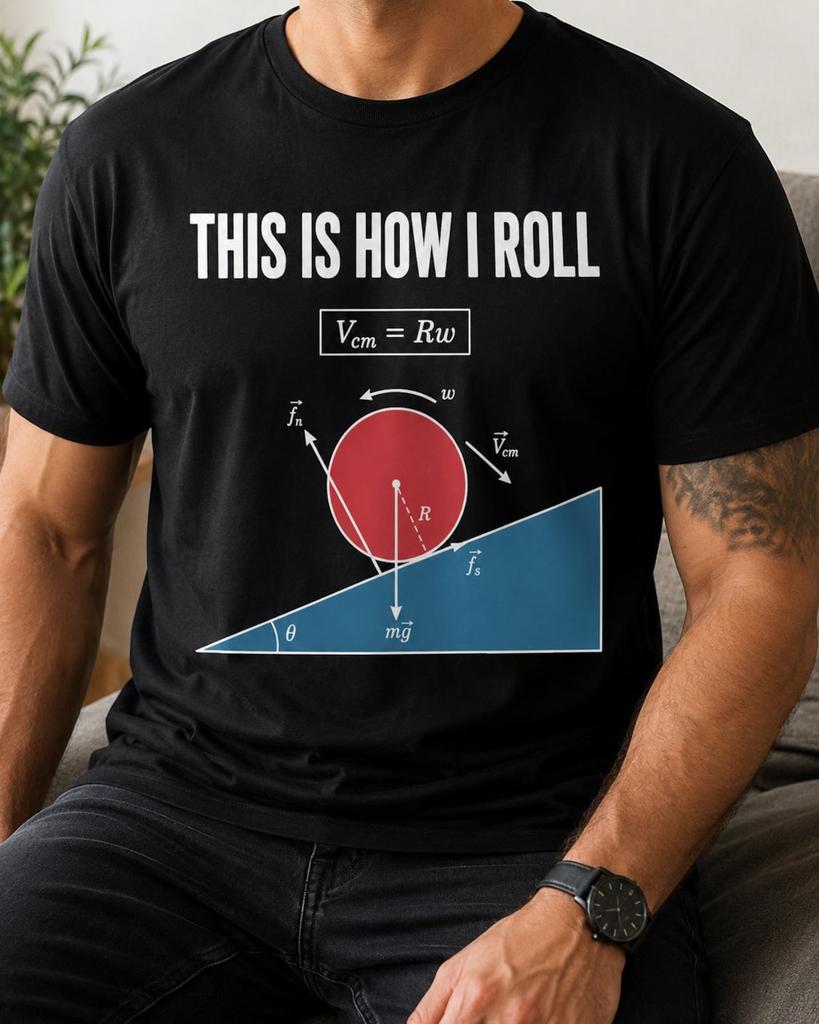 This Is How I Roll Rotational Physics Tshirt, Funny Science Pun Tee, Mechanics Teacher Gift, STEM Student Equation Classroom Apparel Graphic