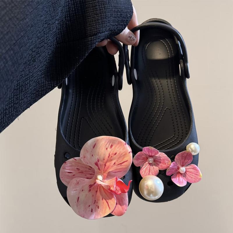 Ballettschuhe Schuhanhänger Set Damen Anhänger Packung Niedliche Blume Schuhdekorationen DIY Perlen Schuhzubehör 1Set