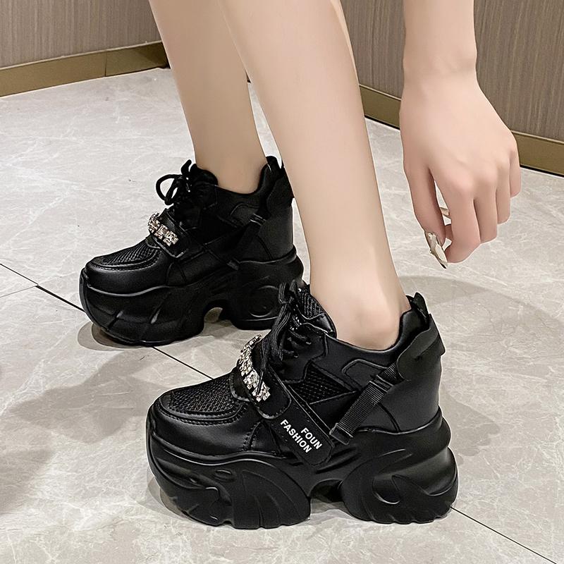 Модные летние кроссовки на толстой платформе со стразами 10 см — фото 4