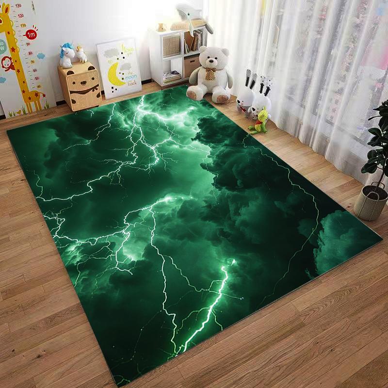 "Green Thunderstorm Lightning Cloud Pattern Carpet for Home Decor" Suitable for Use As an Anti-slip for Living Room Bedroom Sofas