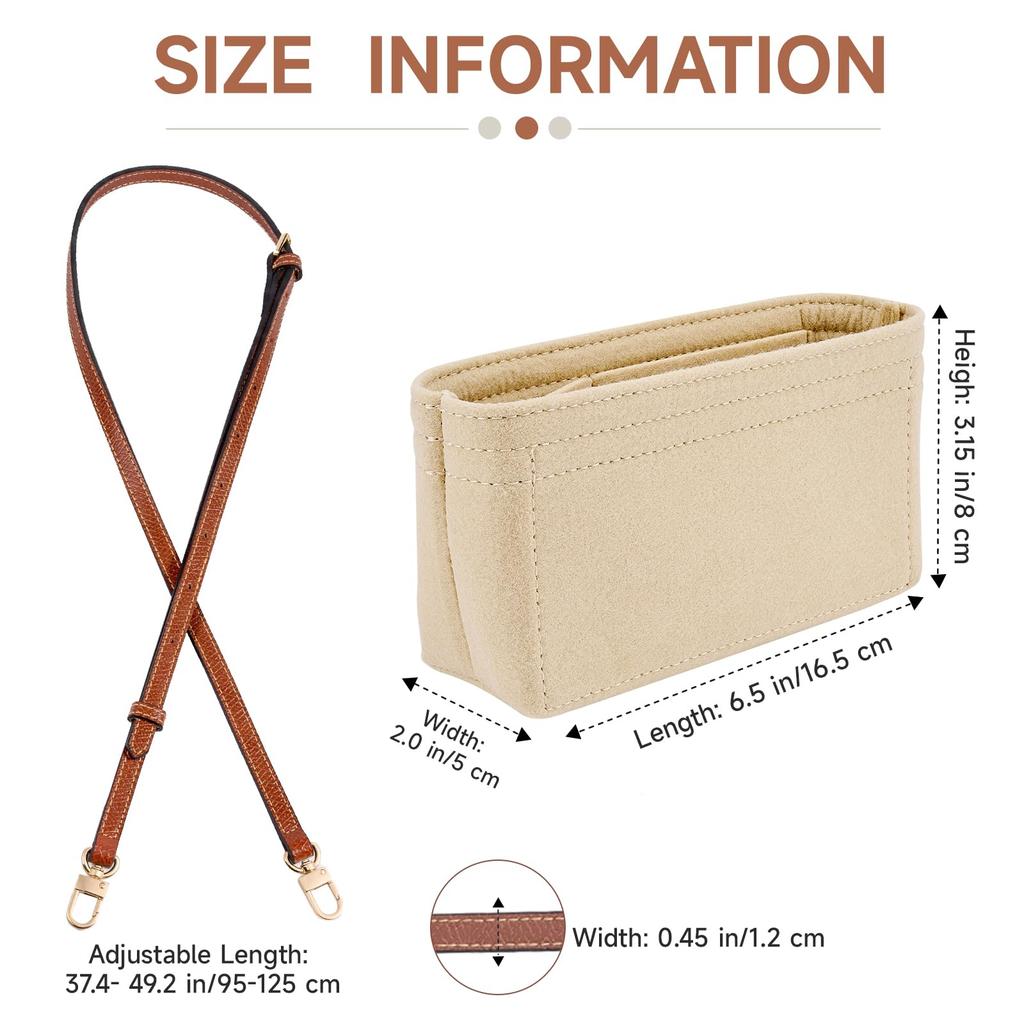 2-Pack Purse Strap Replacement Multi-Pocket Felt Handbag Organizer Insert for Mini Tote Bags