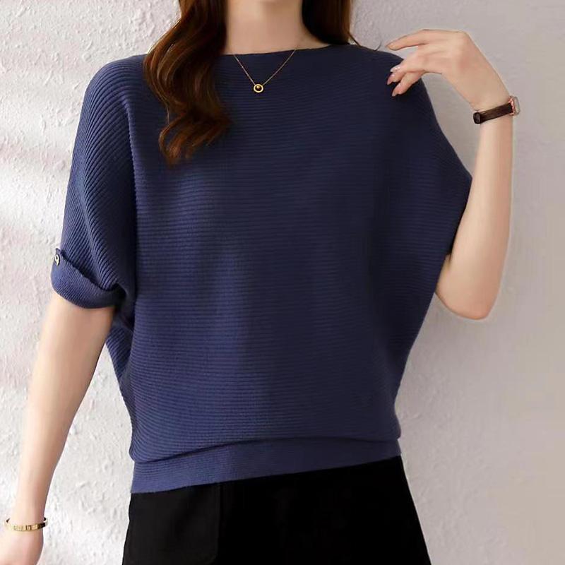 Dámský pletený svetr s tříčtvrtečním rukávem, top, dámské tenké letní spodní tričko s rukávem do půli paže