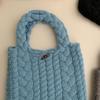 Creative Multicolor Twists Knitted Handbag Soft Cow Horn Button Weave Woolen Bag Large Capacity Cute Knitted Wrist Bag Travel