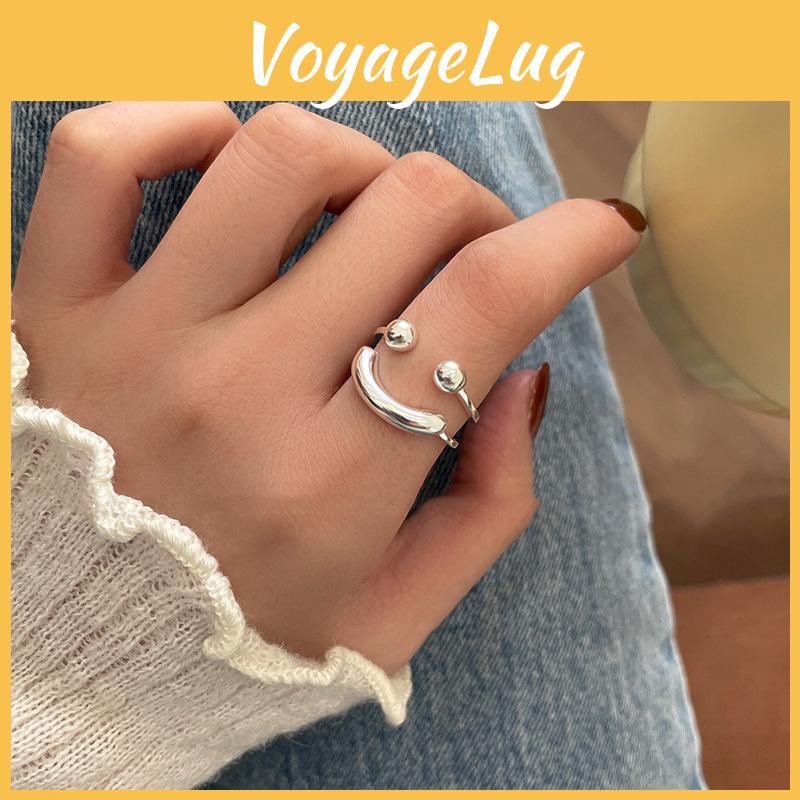 Schicker Ins-Stil Smiley-Gesicht Ring für Damen Elegantes zweilagiges verstellbares Design