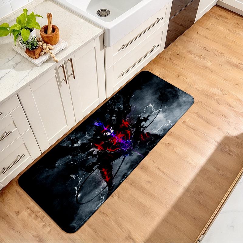 Black Clover Print Flannel Kitchen Mat Christmas Soft Area Rug Non Slip Floor Carpet Home Decoration