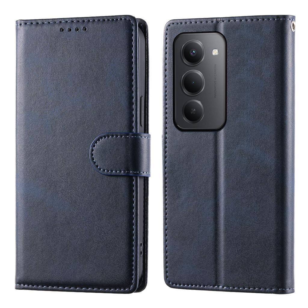 Dla Xiaomi Redmi 15 5G (Światowy) (169mm) Etui Stand Portfel Skóra PU z Teksturą Cielęcą Pokrowiec Flip do Telefonu z Paskiem na Nadgarstek