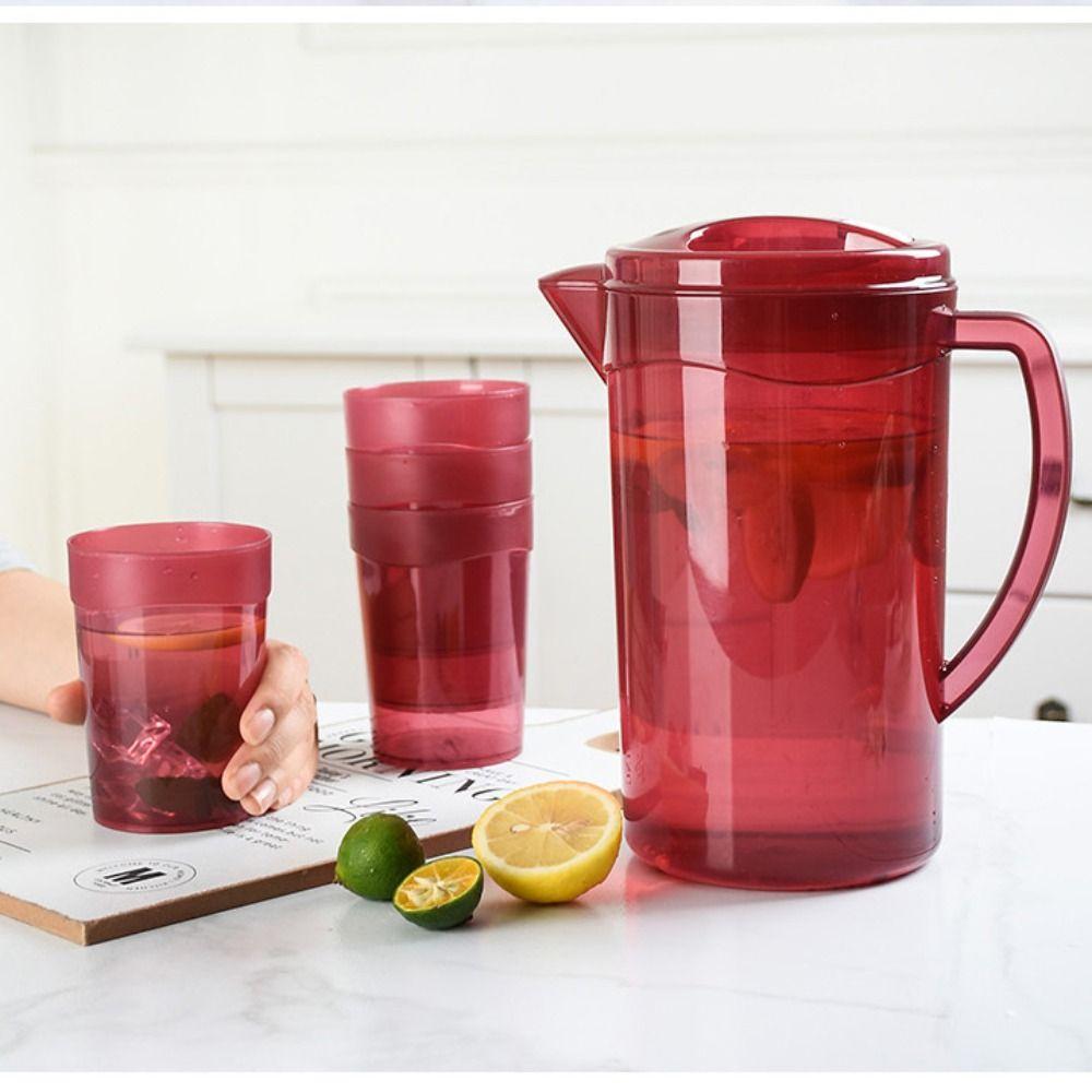 Hochwertige Fiberglas-Kanne Große Kühle Wasserflasche Einfache Kanne mit 4 Tassen