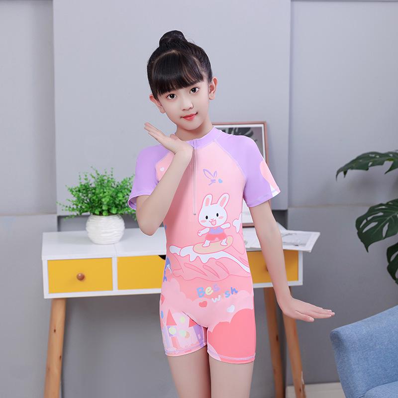 Korean Style Princess One-Piece Cartoon Swimsuit for Girls (Customizable)