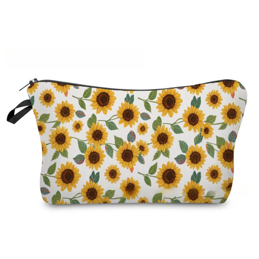 Women Sunflower Print Cosmetic Bag Toiletries Organize Travel Storage Case 6965