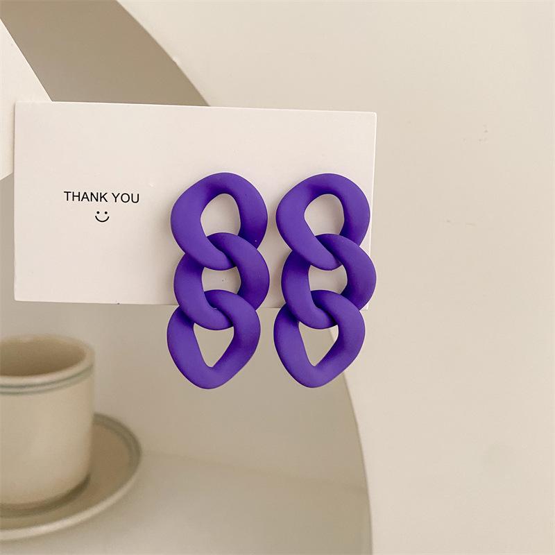 Statement Colorful Acrylic Cuban Chain Drop Earrings for Women Trendy Matte Link Chain Long Dangle Earring Korea Fashion Jewelry