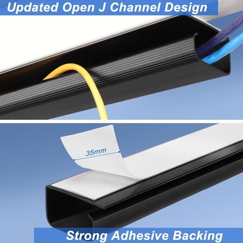 1PC 40cm/15.75inch Self adhesive Under Desk Cable Management Tray PVC Power wire hider Strip Cord Holder No Drilling wire Organi