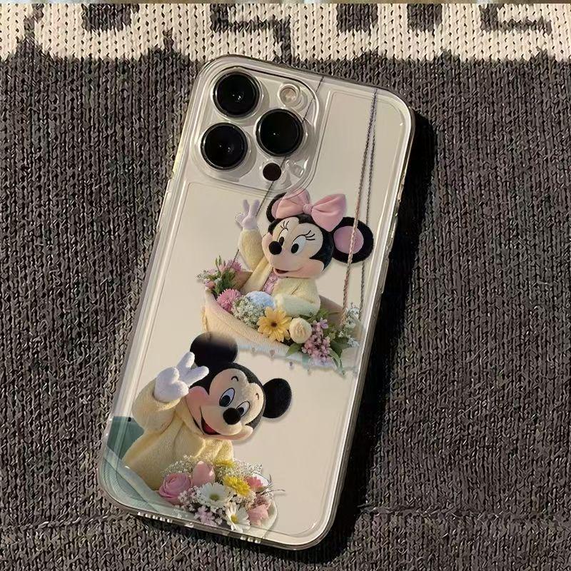 Mickey & Minnie Fresh Flowers Cartoon Phone Case for iPhone 14-17 Promax, Cute and Soft