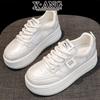 Leather platform white shoes children versatile heightening board shoes spring and summer new mesh breathable casual sports shoes