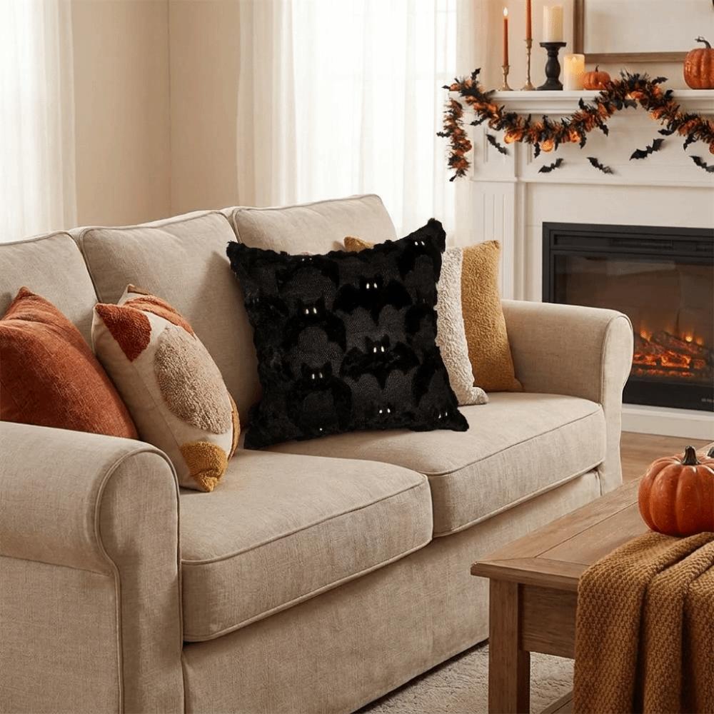 Soft Halloween Ghost Throw Pillow Covers Textured Lumbar Pillow Cover Plush Pillowcase Dorm