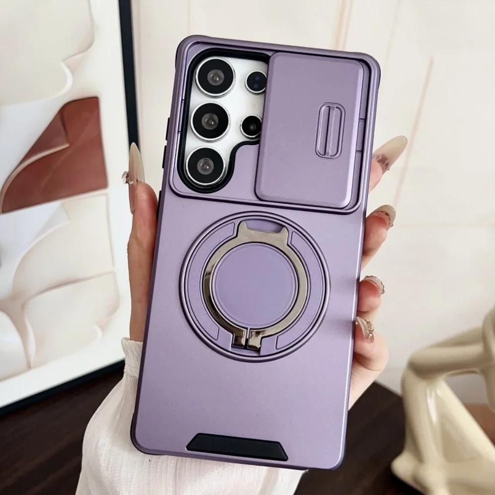 Military Armor Slide Camera Protection Magnetic Bracket Case For Samsung S26 S25 FE S24 S23 S25 Ultra S22 Plus S21 A56 A36 Cover