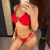 Bikini sexy cu bretele șifonate cu șalter pentru femei Costum de baie pentru femeie Set de bikini din două piese Costum de baie pentru baie pentru femeie