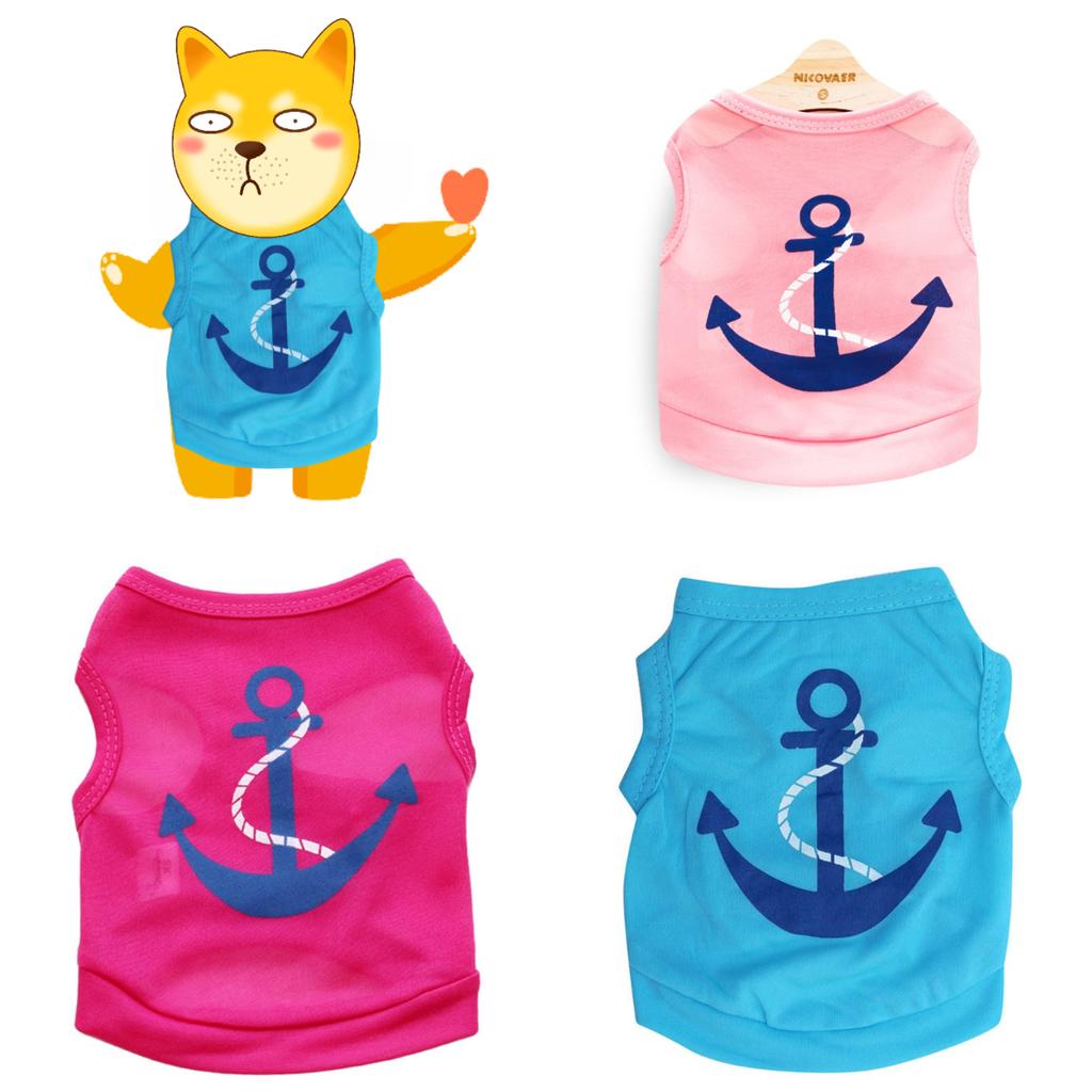 Striped Dog Anchor Vest Pets Cloth Summer Puppy Coat T Shirts Cat Casual Costume