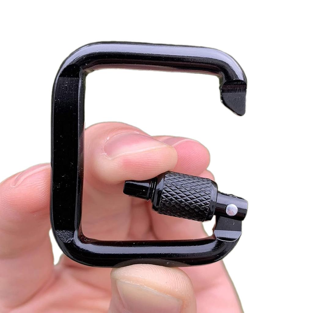 4 stk Firkantede karabinkroker Lett nøkkelring Snapklips Krok Aluminium Skruekarabinkrok for utendørs fotturer, camping, reise