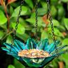 Hanging Metal Bird Feeder with Detachable Flower Bowl Weather-proof Outdoor Garden Patio Yard Bird Bath Watering Feeding Bowl
