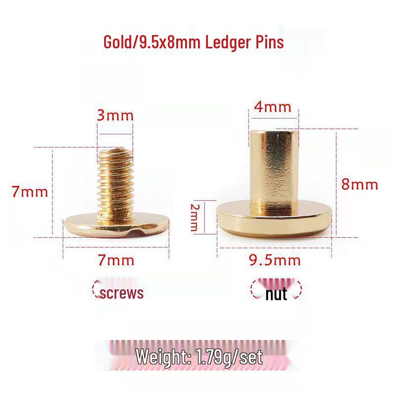 Stainless Steel Male-Female Bag Screw with Pure Copper Buckle and Flat Head Rivet Lock Accessories