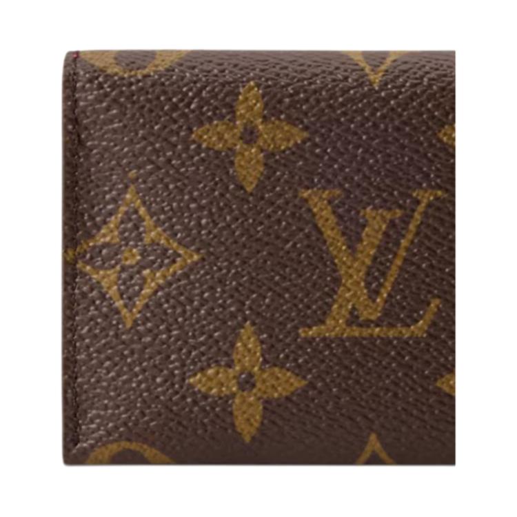 Louis Vuitton Schlankes Zweifarbiges Design Glänzender Druckknopf Beschichtetes Canvas Kartenhalter Unisex Kartenhalter Braun M26901