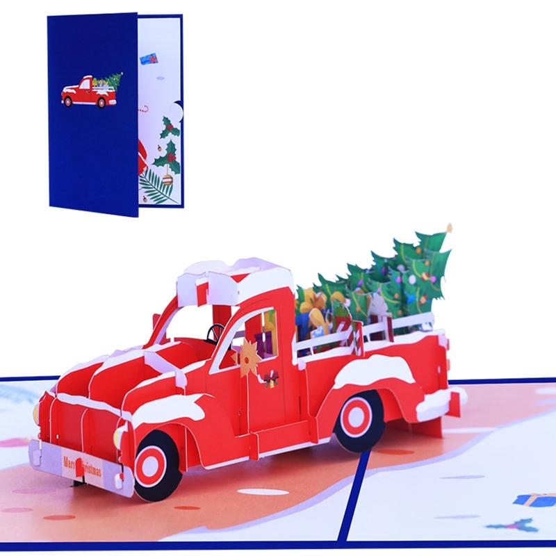 

3D for Pop up Christmas Card Xmas Tree Car Surprise Girls Boys Birthday Holiday 1