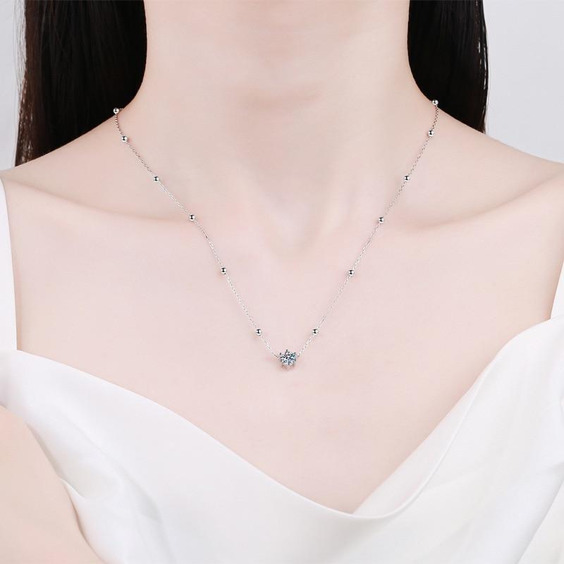 0.5CT Brilliant Moissanite Necklaces for Women Wedding Date Luxury Quality Pendant S925 Sterling Silver Plated Platinum