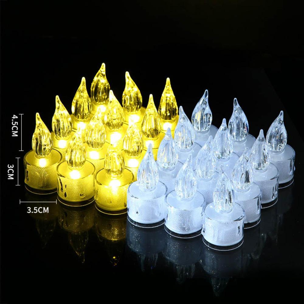 24Pcs Romantic with Battery Candles Light LED Acrylic Electronic Candle Flameless Candle Lamp Home