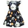 European And American Children'S Skirts Halloween Horror Night Children'S Dresses Short Ruffle Sleeves Girls Clothes Round Neck Evening Dresses