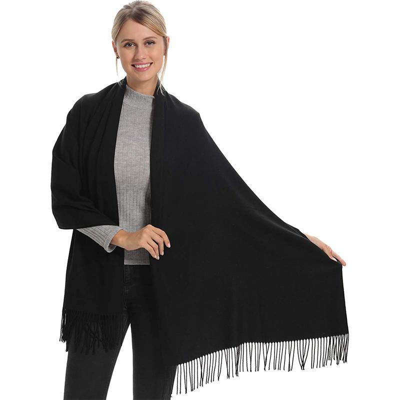 Fashion Women Scarf Thin Shawls Solid Color Women Scarf Winter Hijabs Tassels Long Cashmere Like Pashmina Hijabs Scarves Wraps