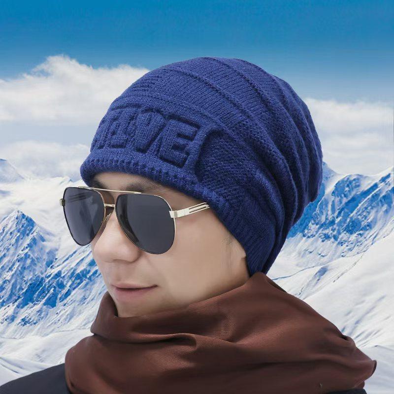 New knitted autumn and winter warm letter cold hat fashionable versatile trend autumn and winter warm stack hat wool hat