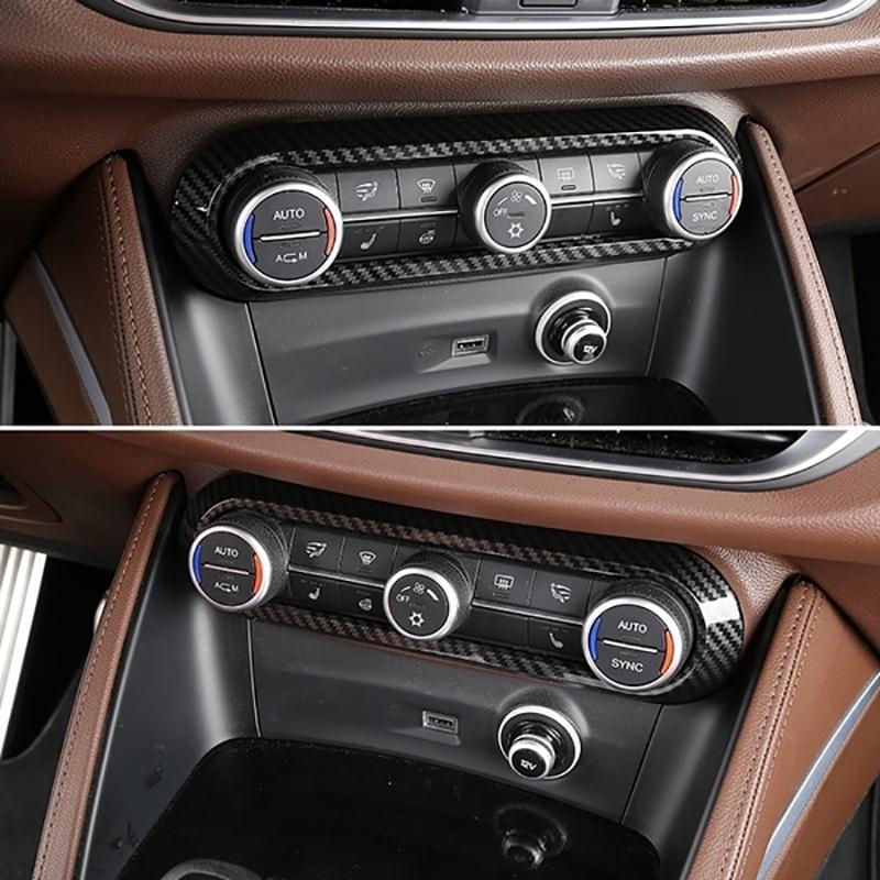 Für Alfa Romeo Giulia Stelvio 2017-2019 Auto Mittelkonsole Klimaanlage Verstellrahmen Zierblende Abdeckung Zubehör,Carbon