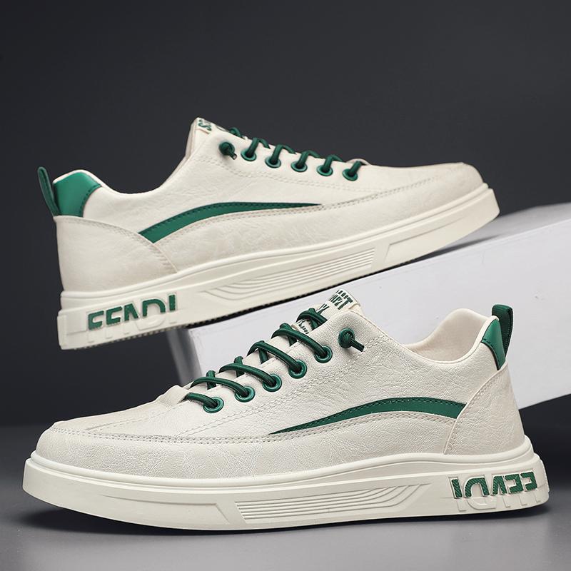 Spring Men's Shoes New Little White Shoes Men's Casual Sports Board Shoes Student Teenager Leather Trendy Shoes