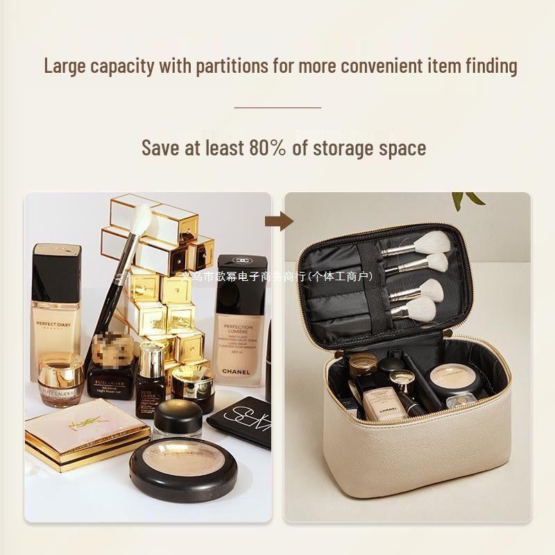 Retro Style Multifunctional Makeup Bag – Large Capacity Travel Case for Brushes, Skincare, and Toiletries.