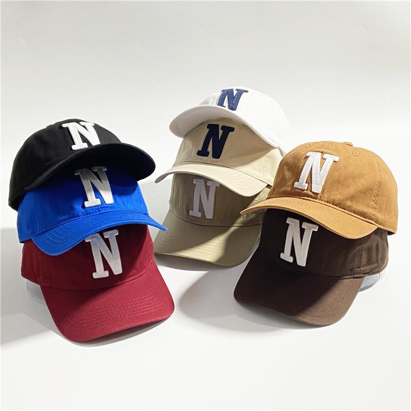 Internet-Promi-Hut Damen Retro Großes N-Stickerei Mode Vielseitige Baseballkappe Herren Ins Sonnenschutz Weiches Oberteil Kappe Trend