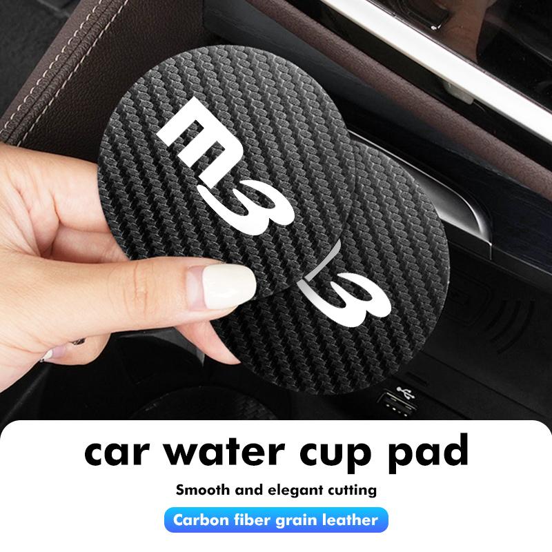 For Mazda 2Pcs Car Interior Leather Coaster Anti-noise Water Cup Pad 2 3 5 6 Axela Atenza Speed 6 CX3 CX4 CX5 CX7 CX8 CX9 MS g1