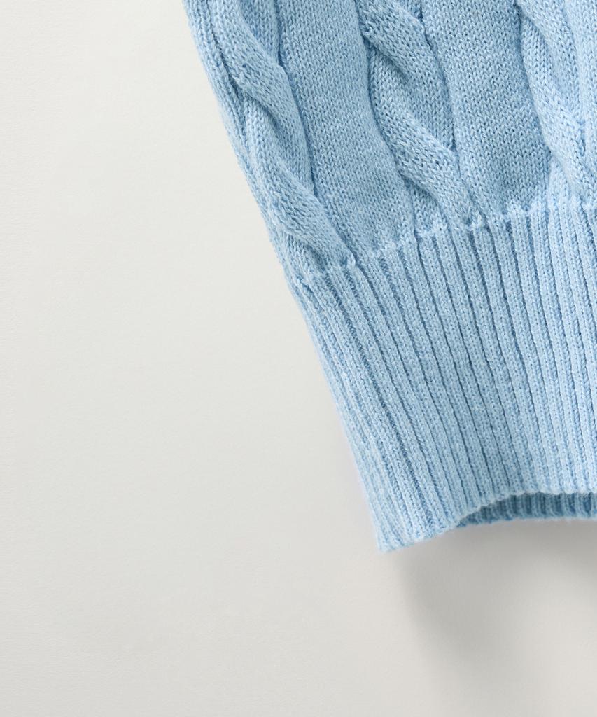 Seteo (W) Cable Crew Neck Half Knit Sky Blue