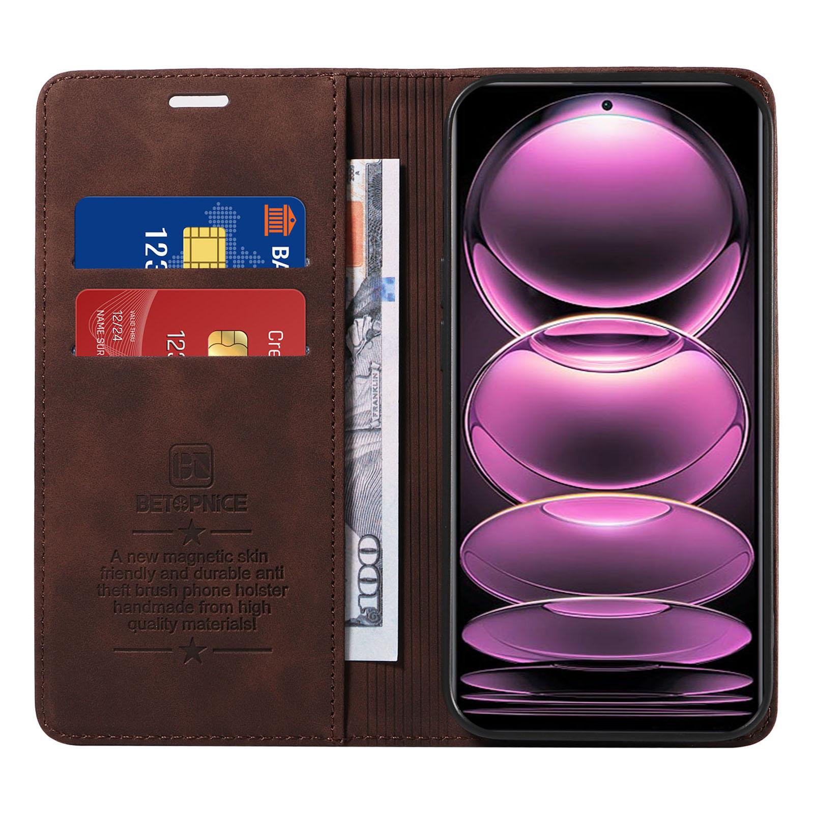 

BETOPNICE 003 For Xiaomi Redmi Note 12 Pro+ 5G/Note 12 Explorer 5G Wallet Leather Case RFID Blocking Phone Cover Brown