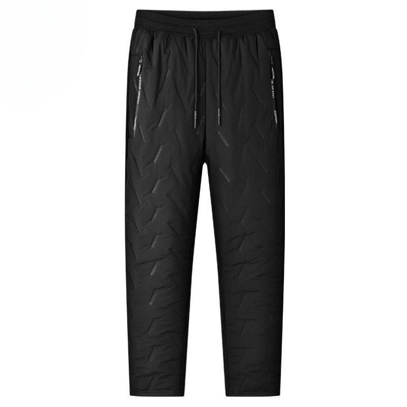 Herren Fleecegefütterte Hose Verdickte Lässige Sporthose Lange Hose Locker Gerades Bein Übergröße Warme Baumwollhose