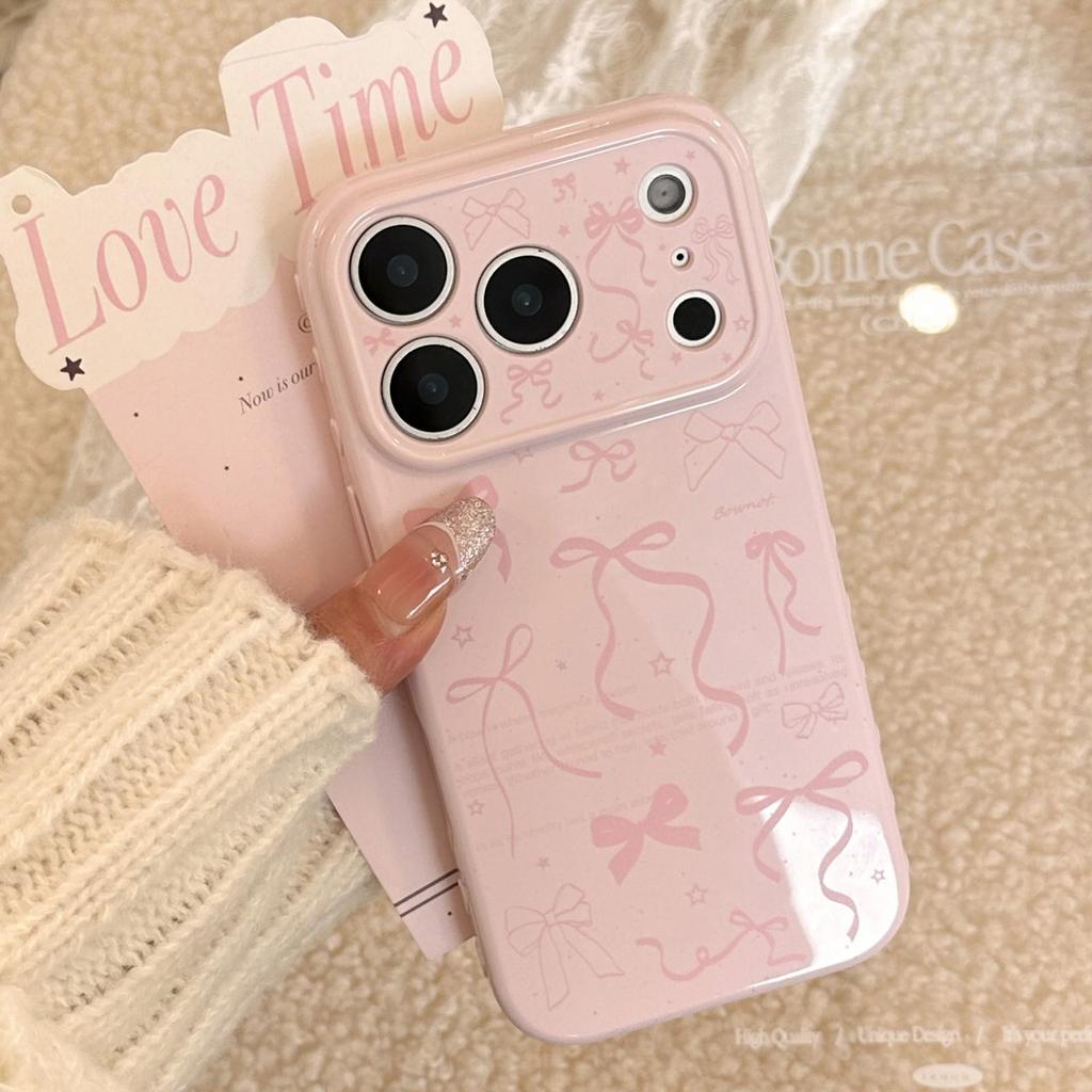 Pink bow phone case suitable for iPhone 16, iPhone 17, and iPhone 17 Pro Max