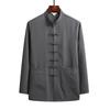 Chinese Traditional Clothing Set Man Spring Fall Linen Buckle Kung Fu Shirt Oriental Retro Top Pants Tai Chi Breathable Uniforms Hanfu