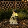 Solar-Powered Dog Garden Decor Outdoor Lawn Ornament Resin Statue Yard Patio Decoration