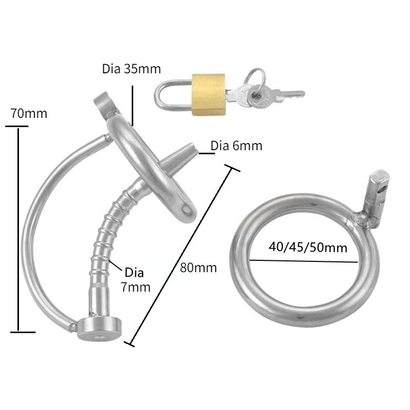 Male Stainless Steel Cage with Sounds Hollow Tubes Ring Lock Chastity