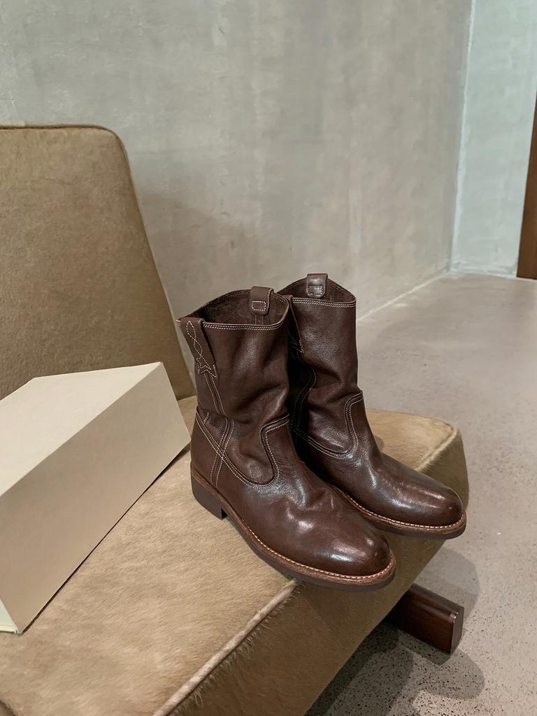Single Boots, Women's Boots, Thick-heeled Mid-calf Boots, Short Boots, Women's Shoes