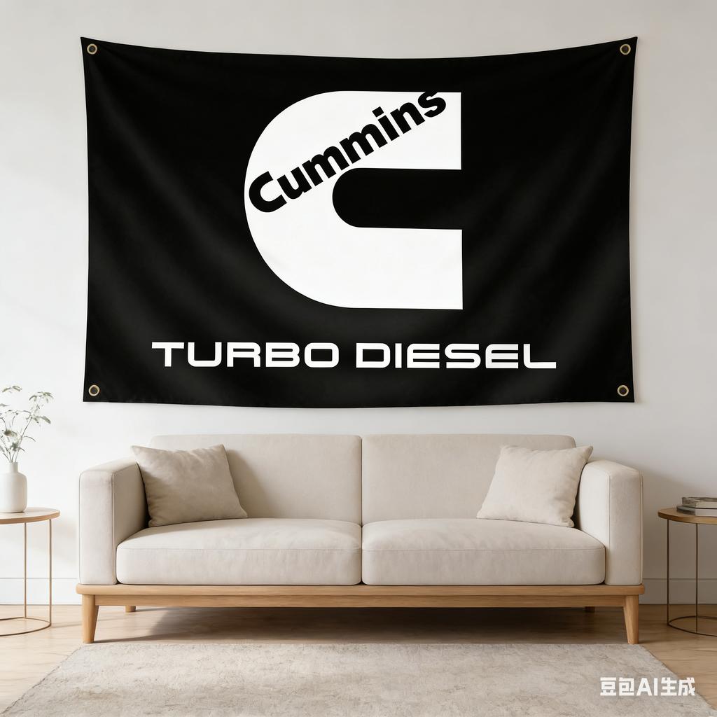 Stendardo Bandiera Cummins Diverse Misure Stampa Digitale Logo Motore Poliestere Robusto Garage Man Cave Decorazione Esterna Interna